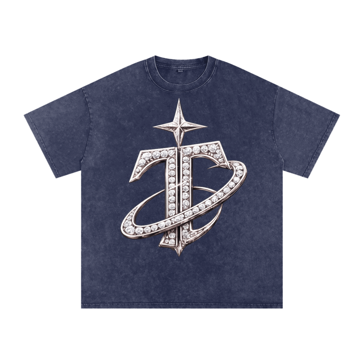 T Logo Snow Washed Oversized Cotton T-Shirt