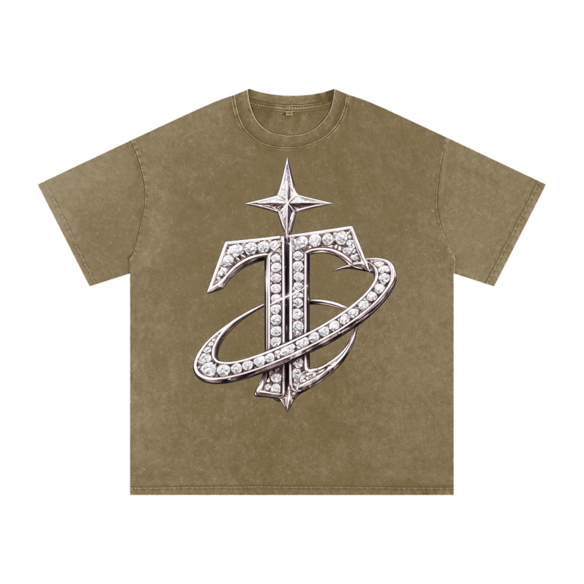 T Logo Snow Washed Oversized Cotton T-Shirt