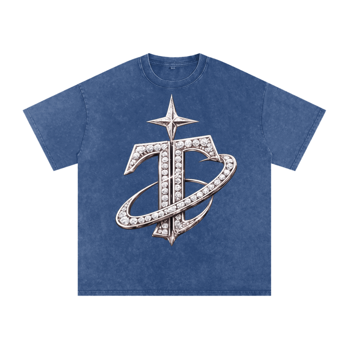T Logo Snow Washed Oversized Cotton T-Shirt