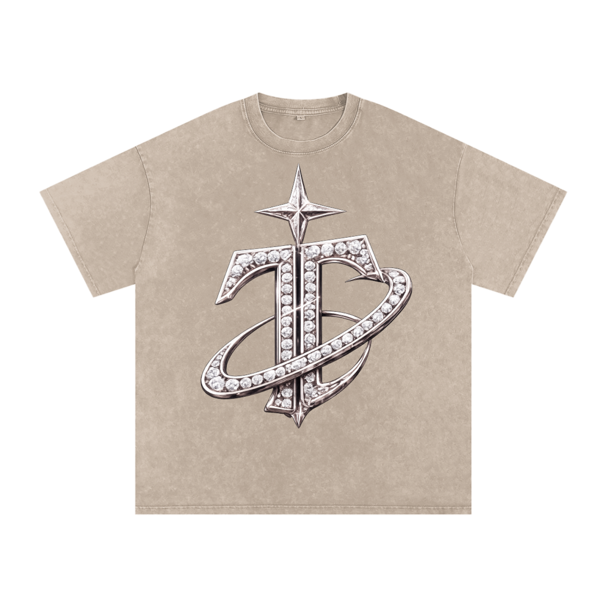 T Logo Snow Washed Oversized Cotton T-Shirt