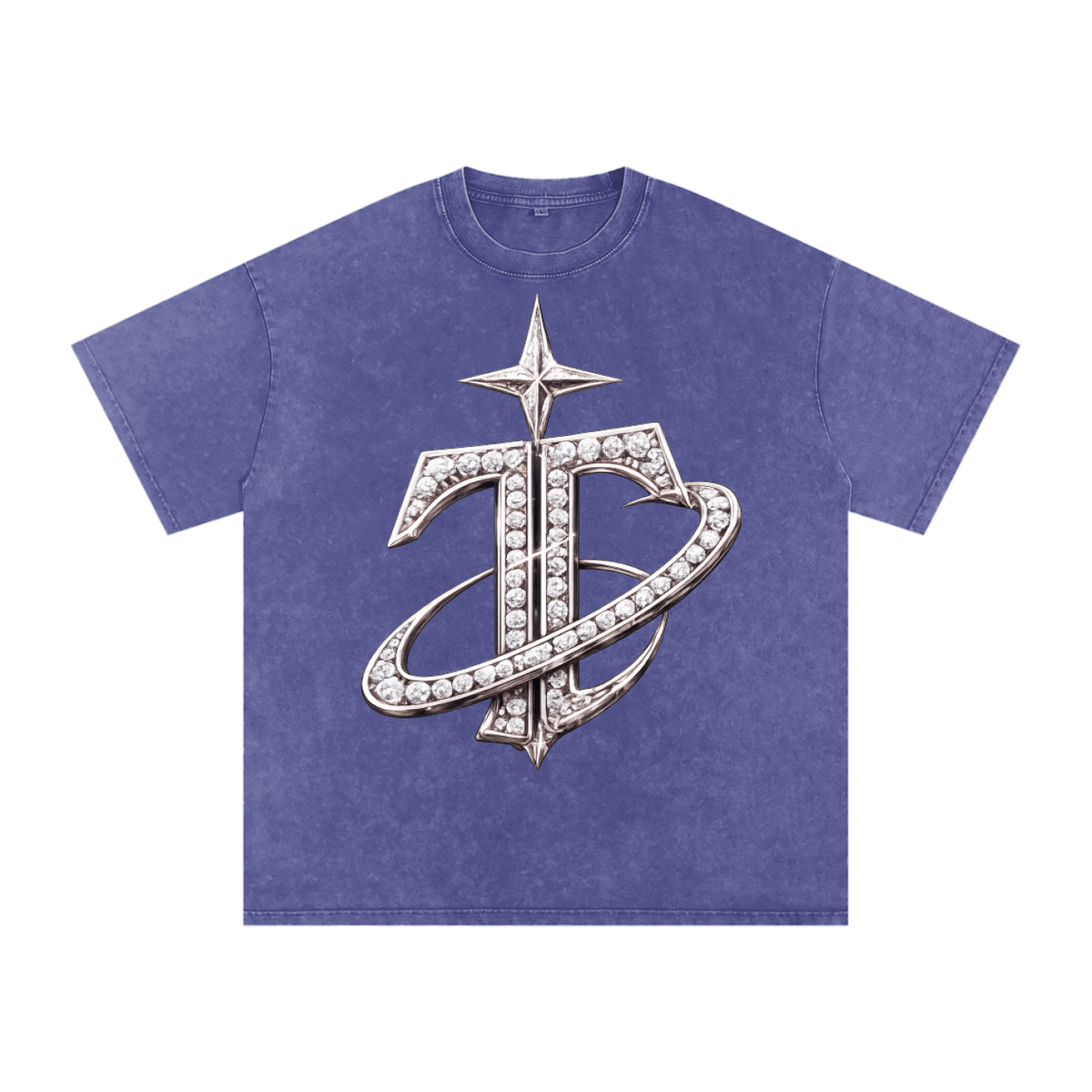 T Logo Snow Washed Oversized Cotton T-Shirt